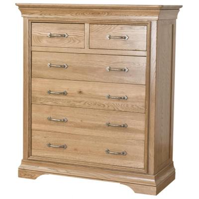 Limoges Solid Oak 6 Drawer Tall & Wide Chest